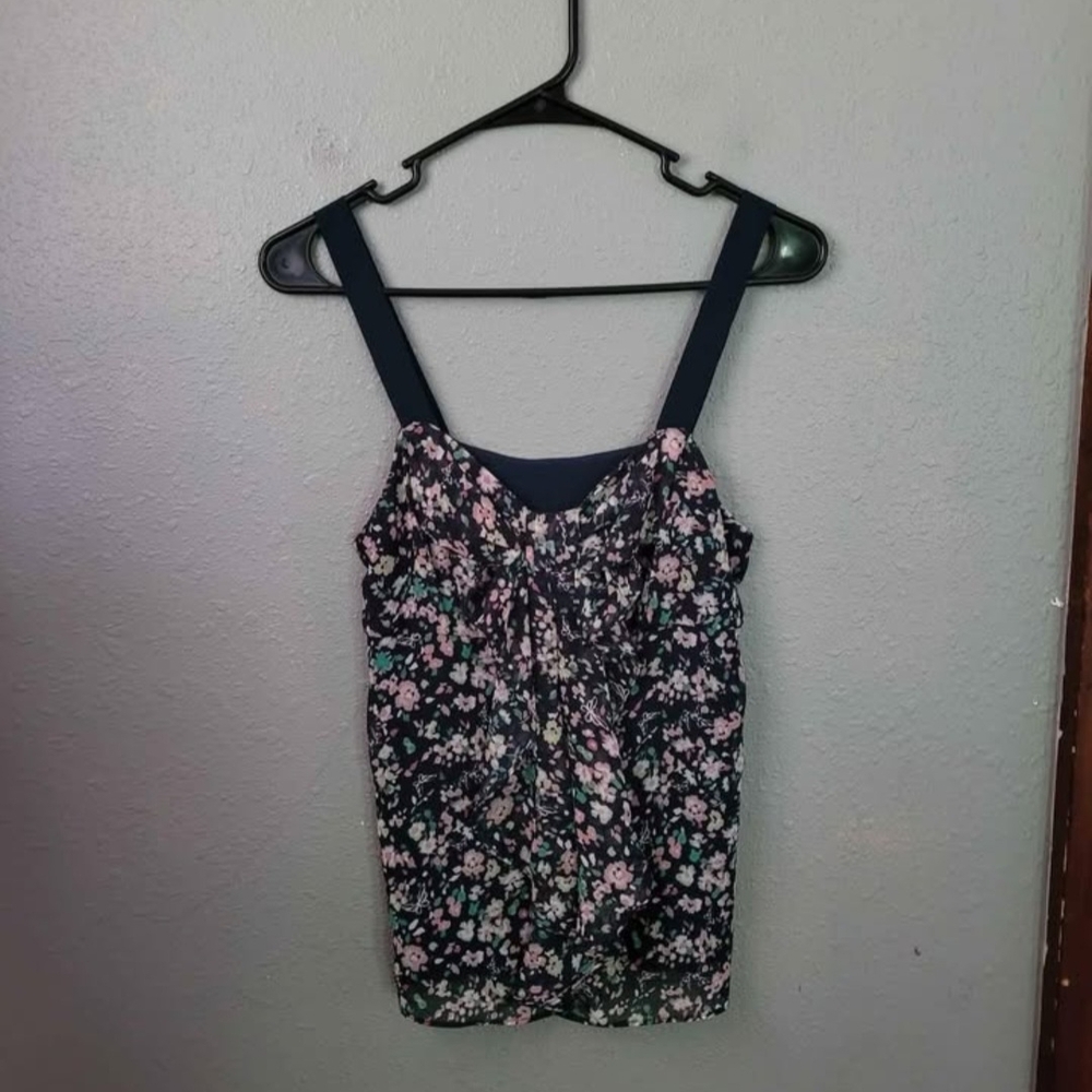 LC Lauren Conrad Floral Sleeveless Blouse Tank Top Women's Size XS
